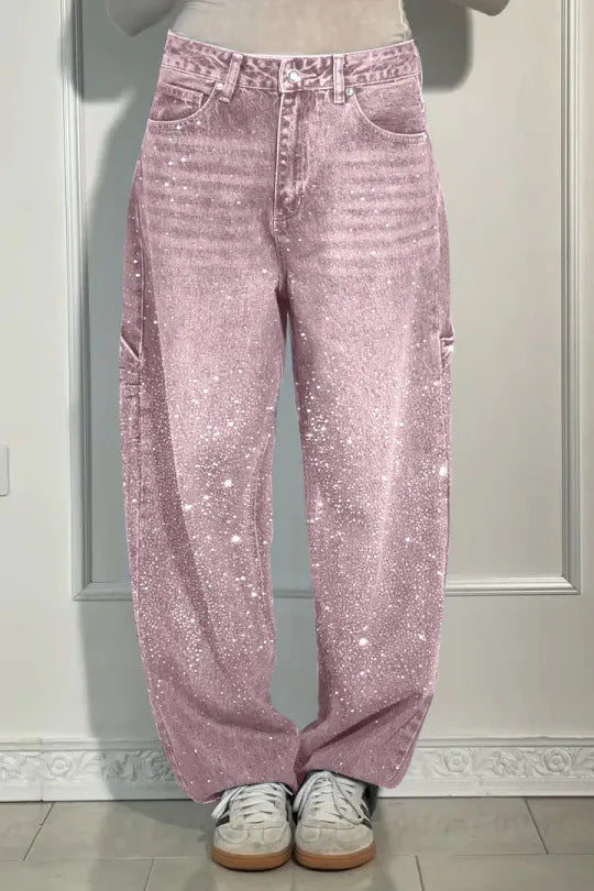 Julia - Trendy Balloon-Carpenter-Jeans mit Glitzer