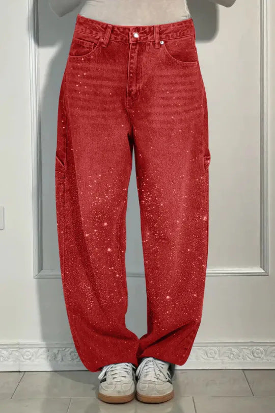 Julia - Trendy Balloon-Carpenter-Jeans mit Glitzer
