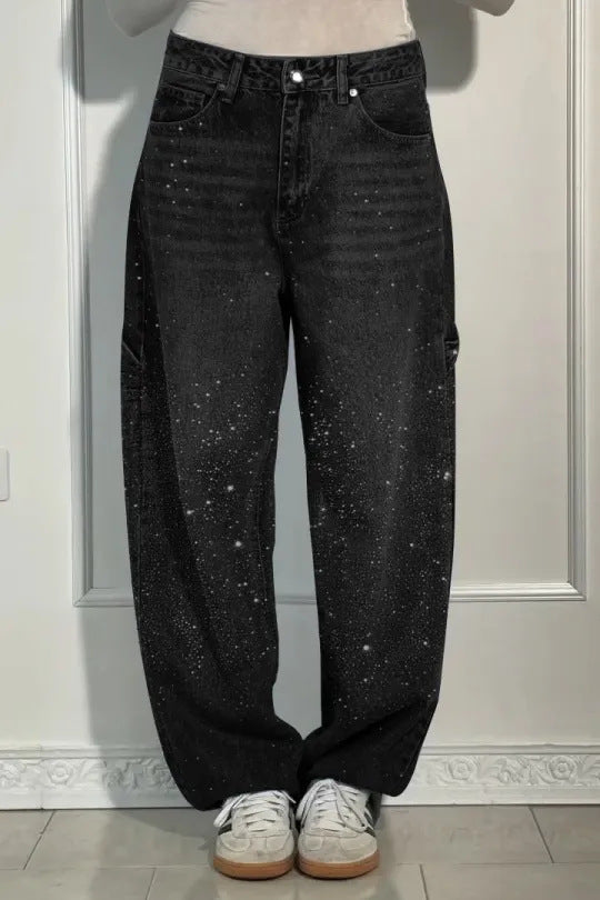 Julia - Trendy Balloon-Carpenter-Jeans mit Glitzer