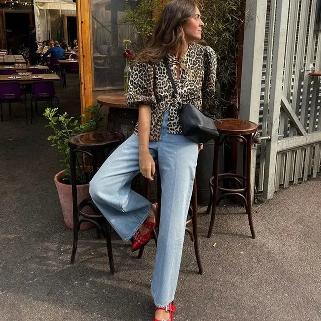 Rose - Trendige Bluse mit Leopardenmuster