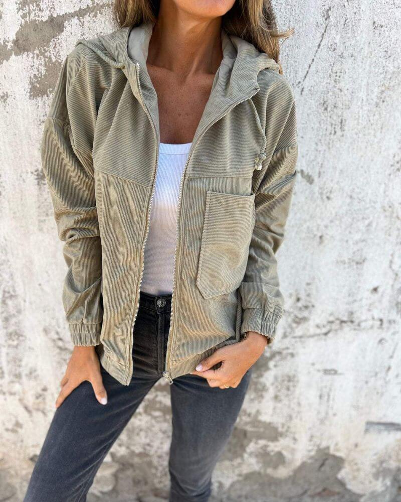 Nathalie - Cord-Hoodie mit Reissverschluss