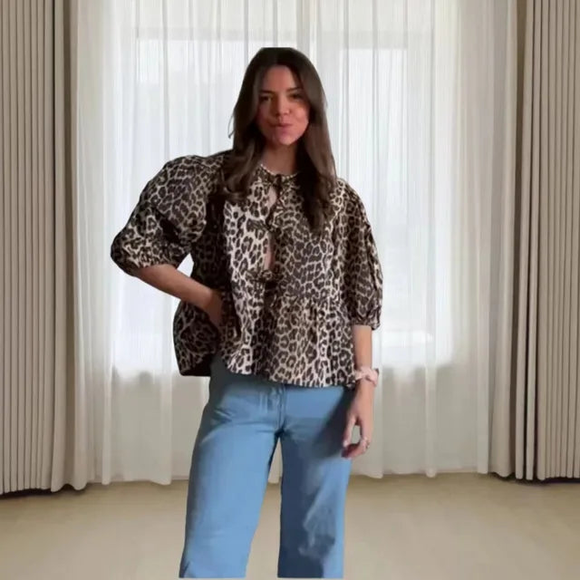 Rose - Trendige Bluse mit Leopardenmuster