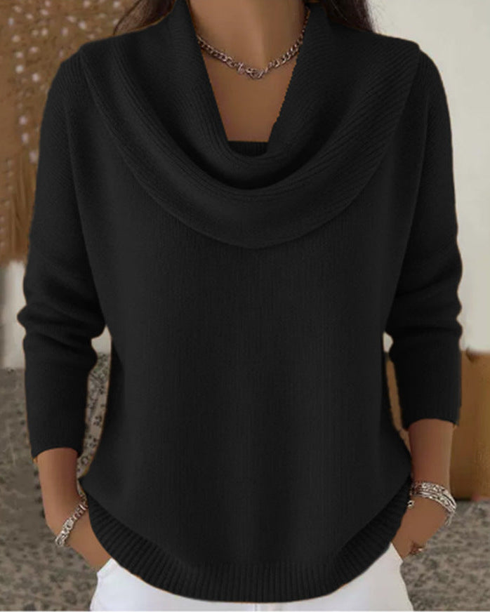 Carolia - Eleganter Strickpullover mit Wasserfallkragen