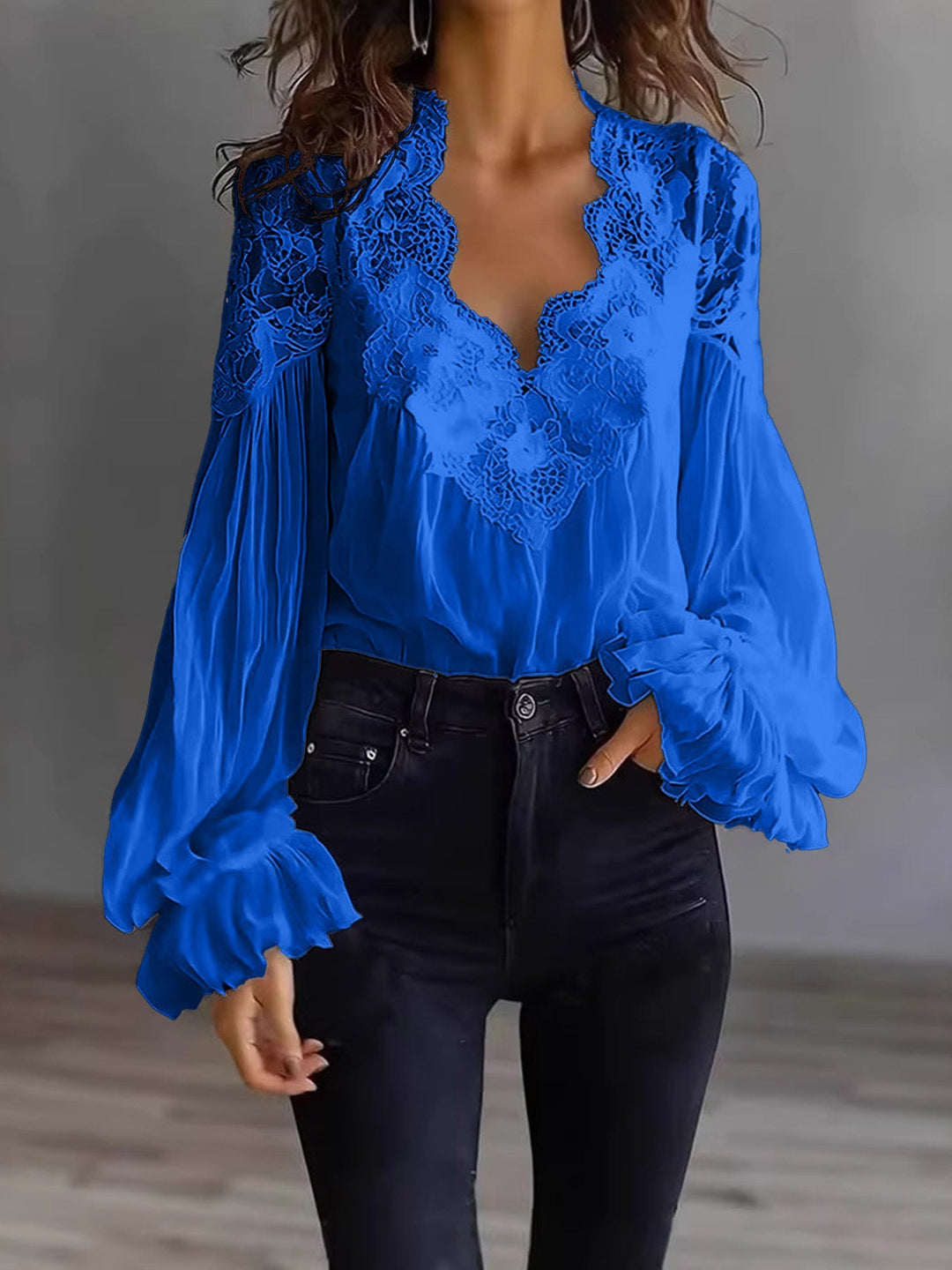 Joelle - Elegante Spitzenbluse mit Puffärmeln