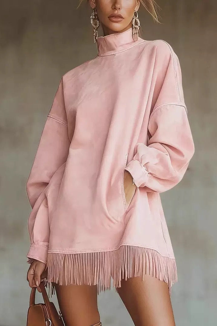Muriel - Langärmeliges Minikleid mit Fransen