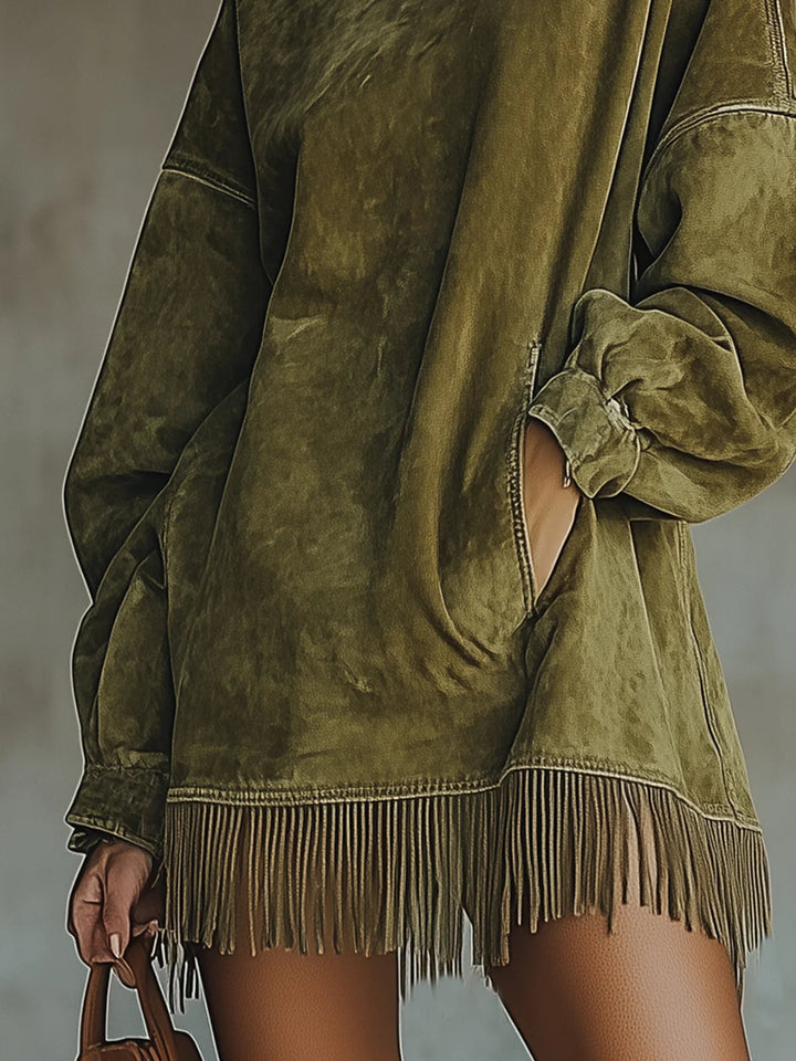 Muriel - Langärmeliges Minikleid mit Fransen