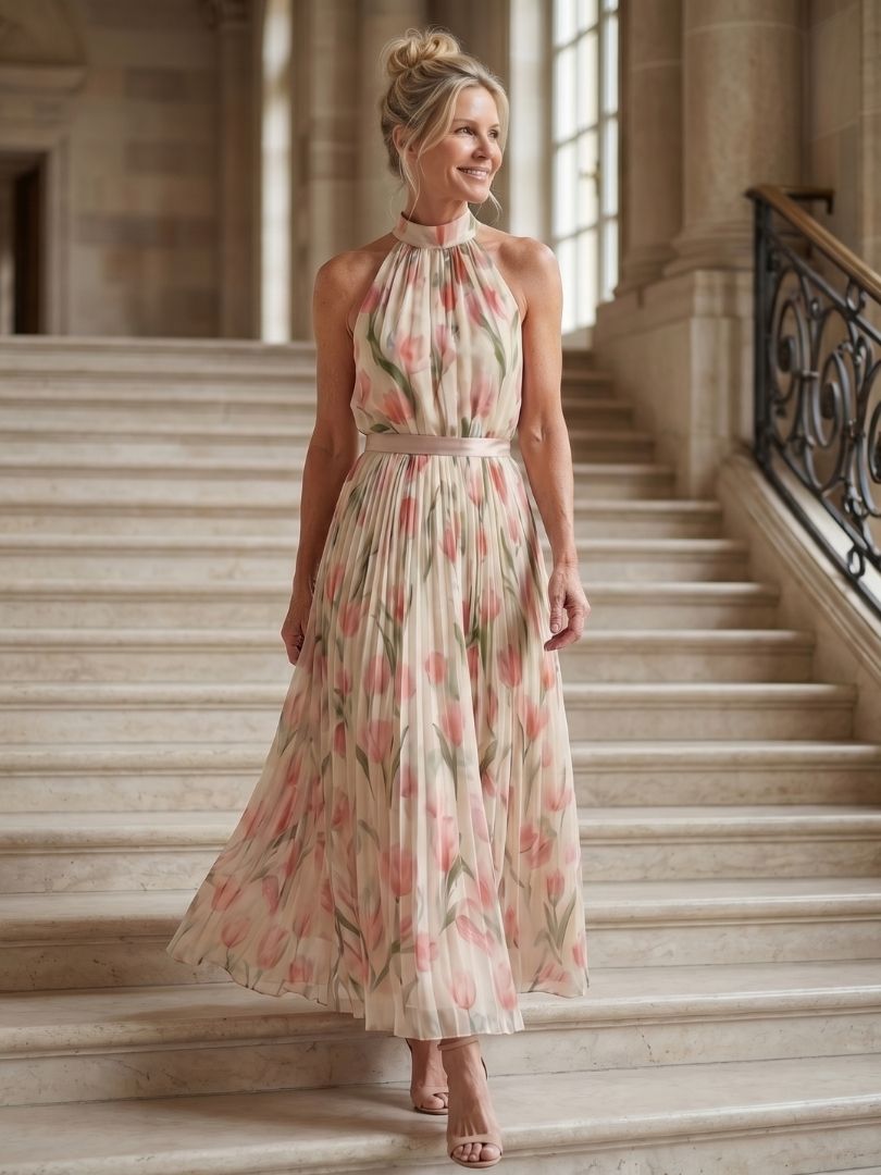 Aurelle - Neckholder Floral Midikleid