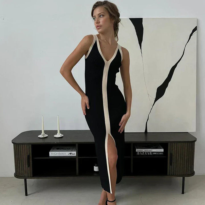 Ines - Ärmelloses Kleid mit V-Ausschnitt