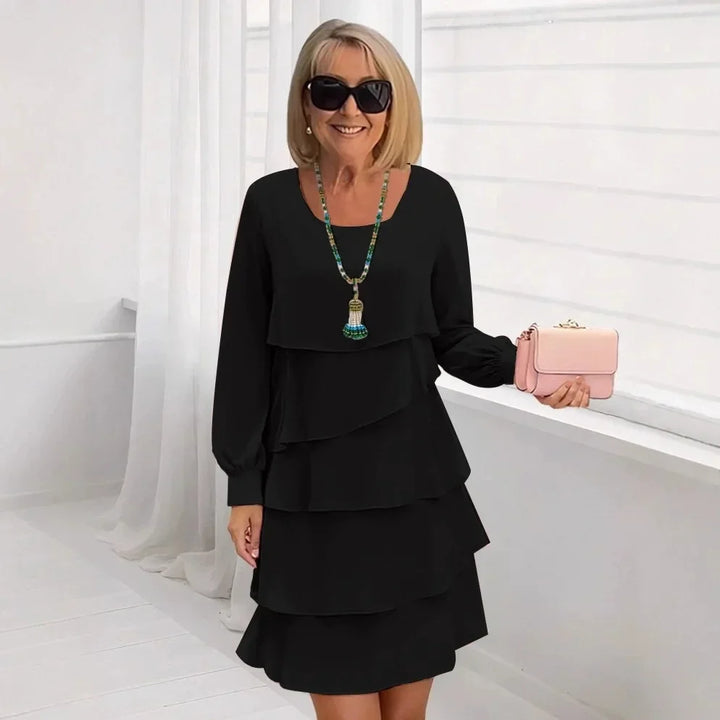 Margaret - Elegantes Komfort-Rüschenkleid mit langen