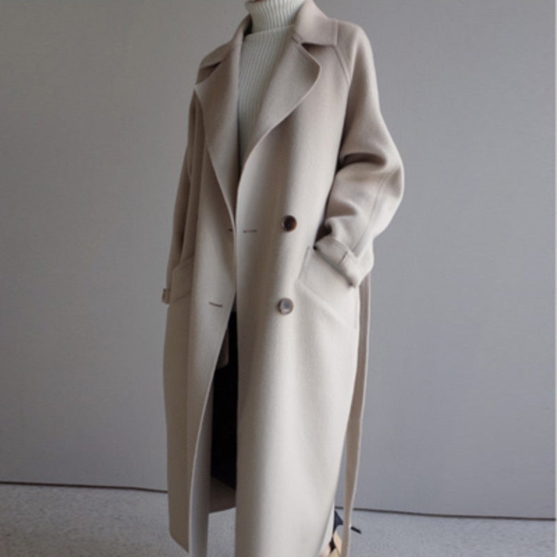 Michelle - Eleganter Langer Wollmantel für
