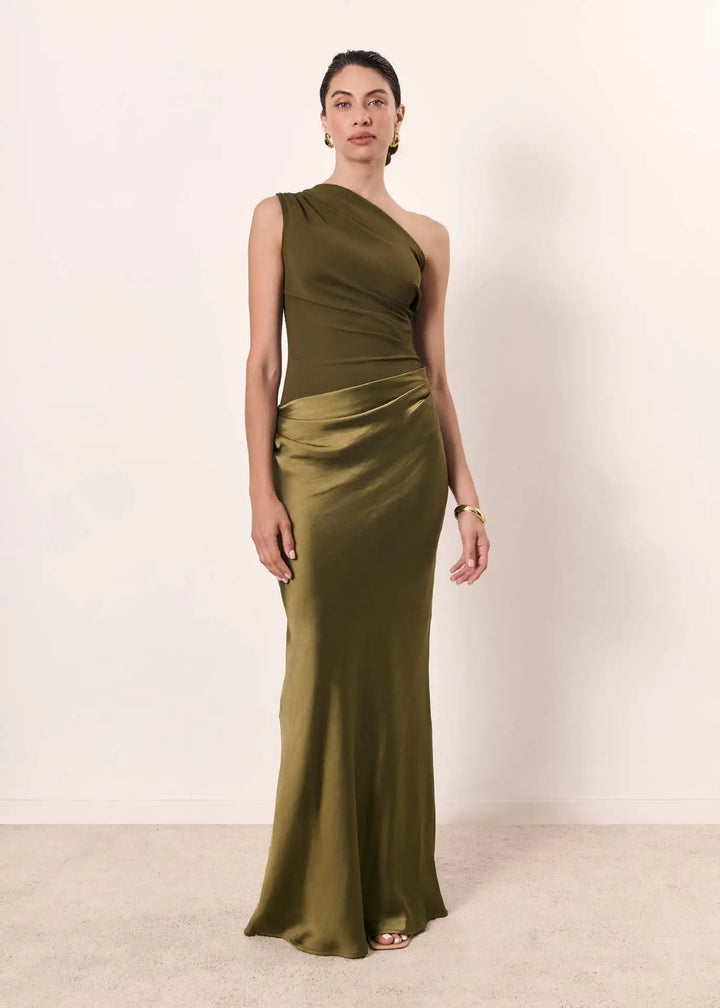 Luna - Satin Maxikleid mit Schlitz