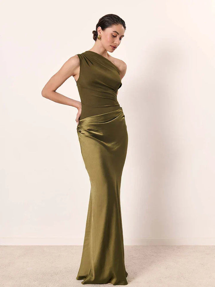 Luna - Satin Maxikleid mit Schlitz