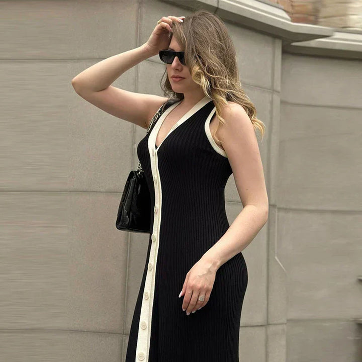 Ines - Ärmelloses Kleid mit V-Ausschnitt