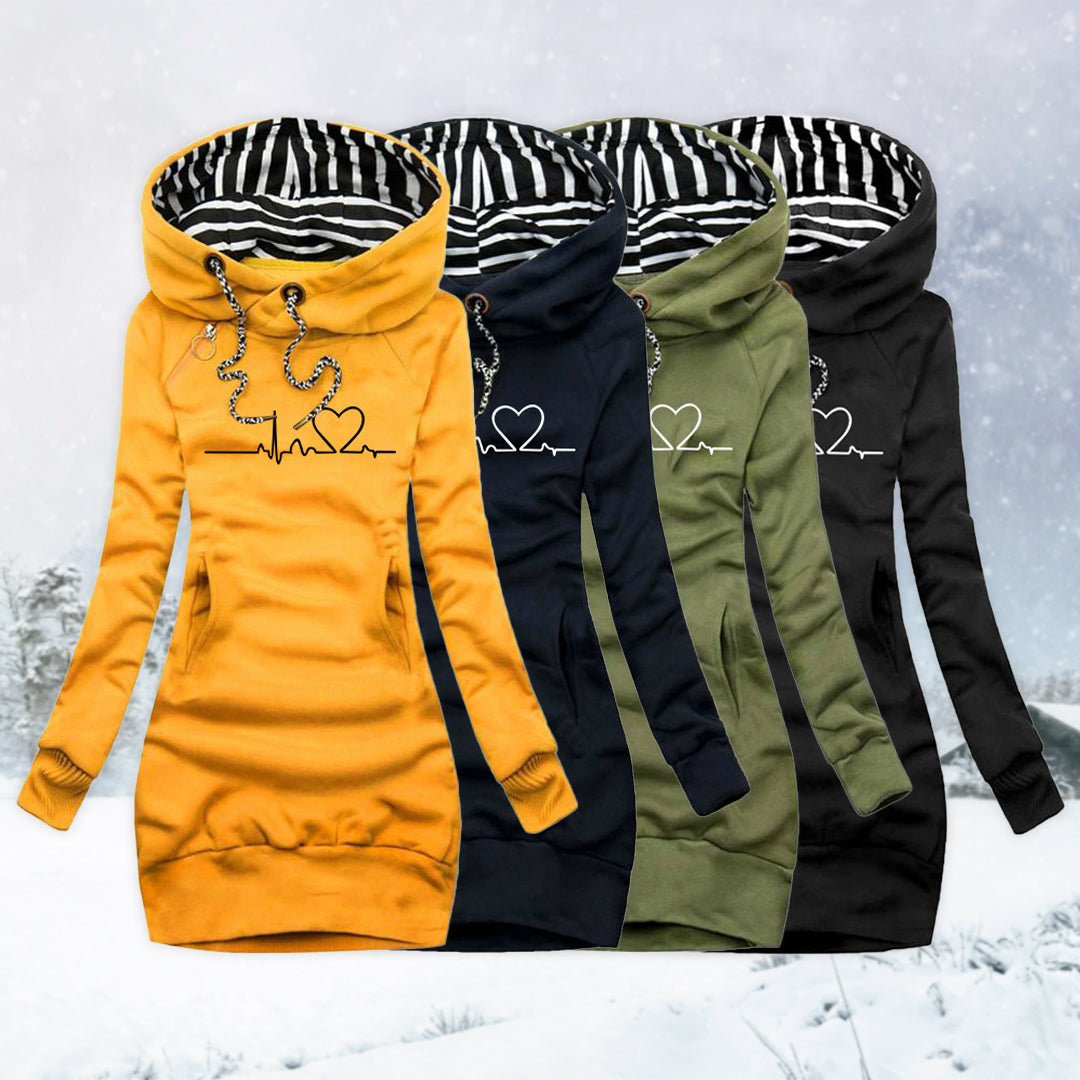 Cécile - Kleid-Pulli mit Herzschlag-Print