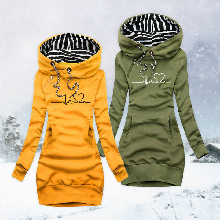 Cécile - Kleid-Pulli mit Herzschlag-Print