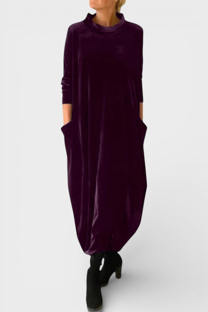 Saskia - Elegantes Samtkleid mit Taschen