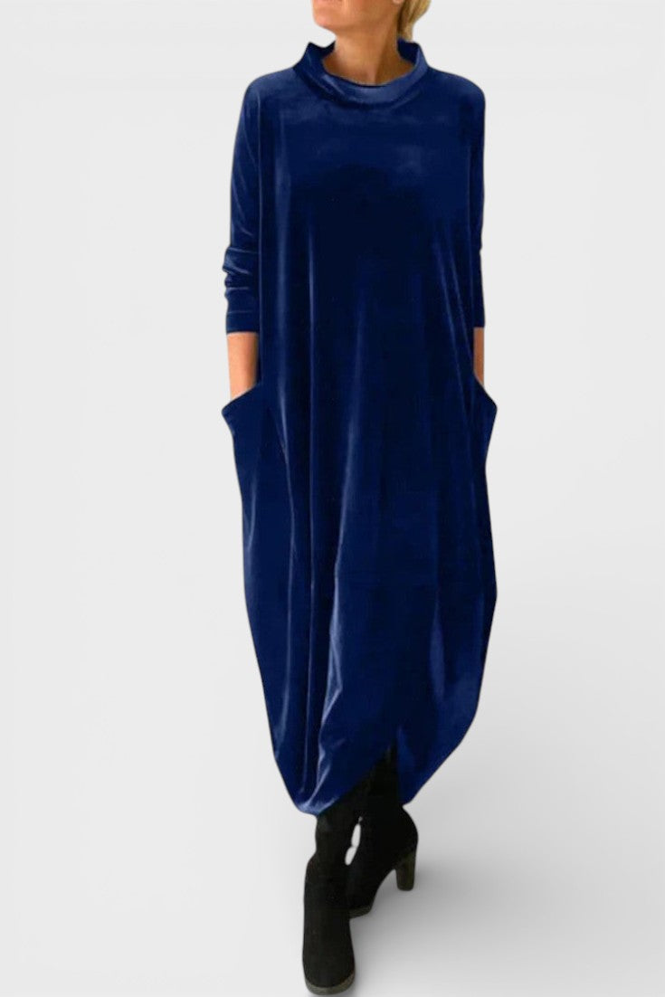 Saskia - Elegantes Samtkleid mit Taschen