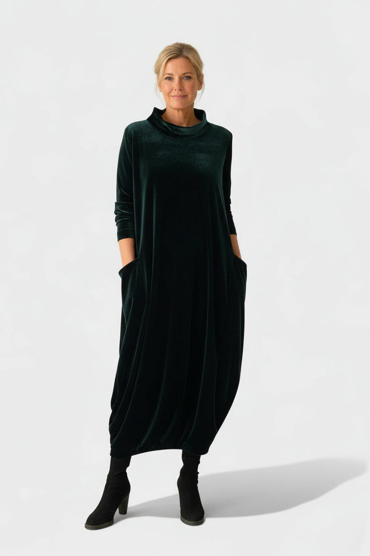 Saskia - Elegantes Samtkleid mit Taschen