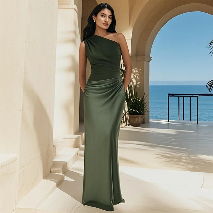 Luna - Satin Maxikleid mit Schlitz