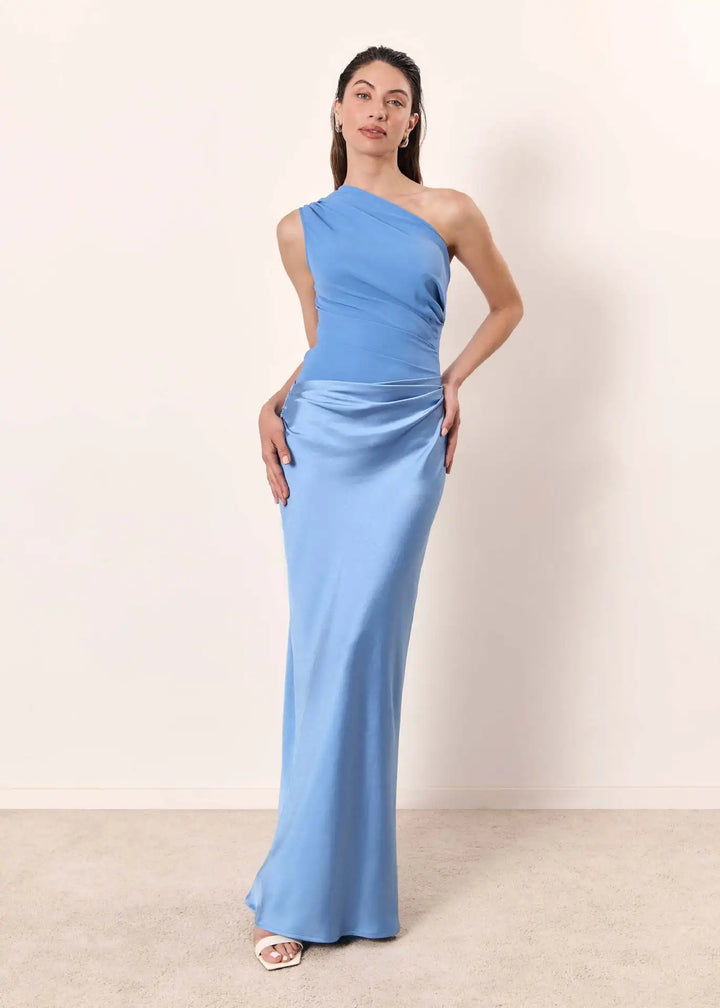 Luna - Satin Maxikleid mit Schlitz