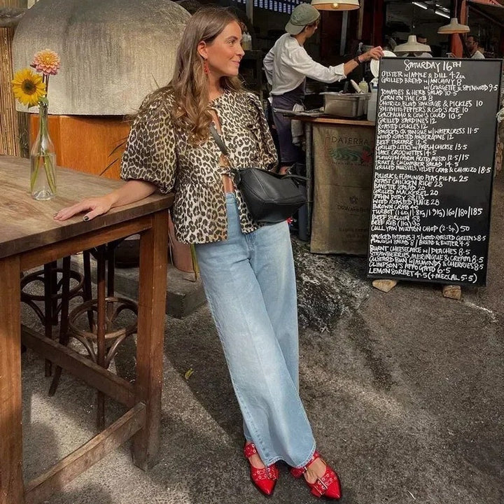 Rose - Trendige Bluse mit Leopardenmuster