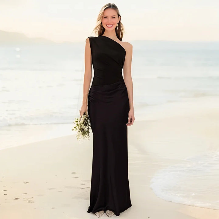 Luna - Satin Maxikleid mit Schlitz