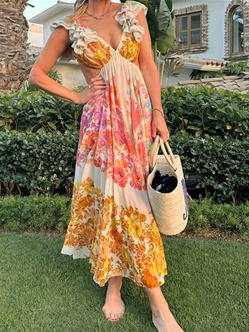 Luise - V-Ausschnitt Kleid mit Offenem