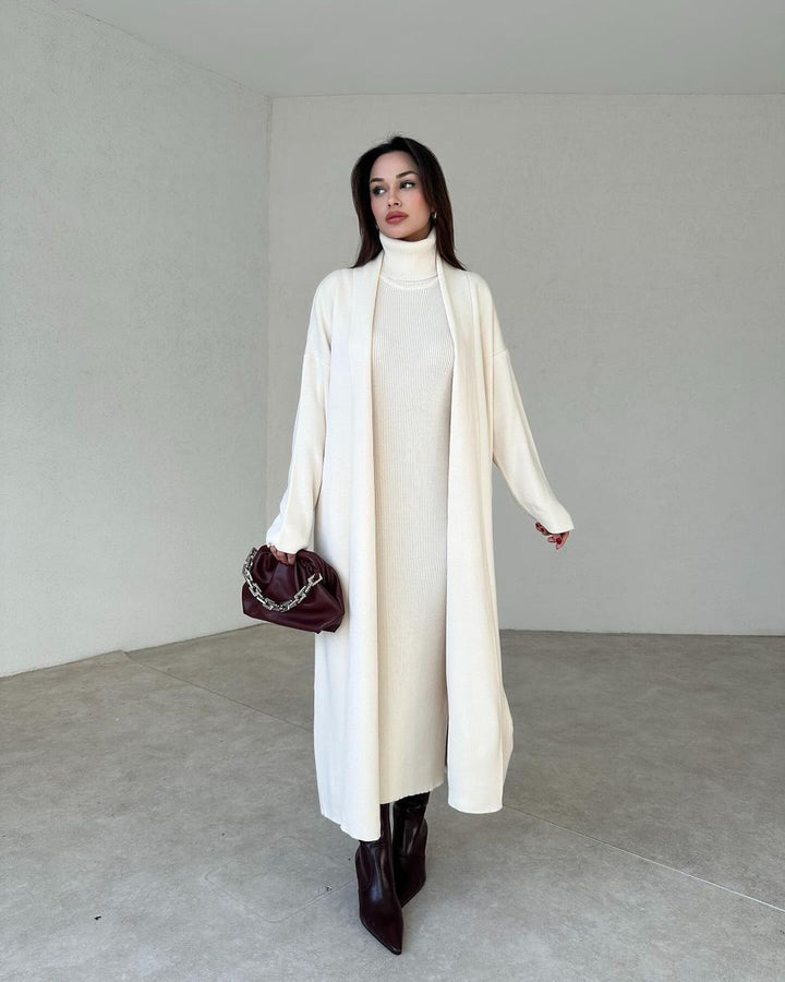 Livia - High-Neck Strickkleid & Cardigan-Set