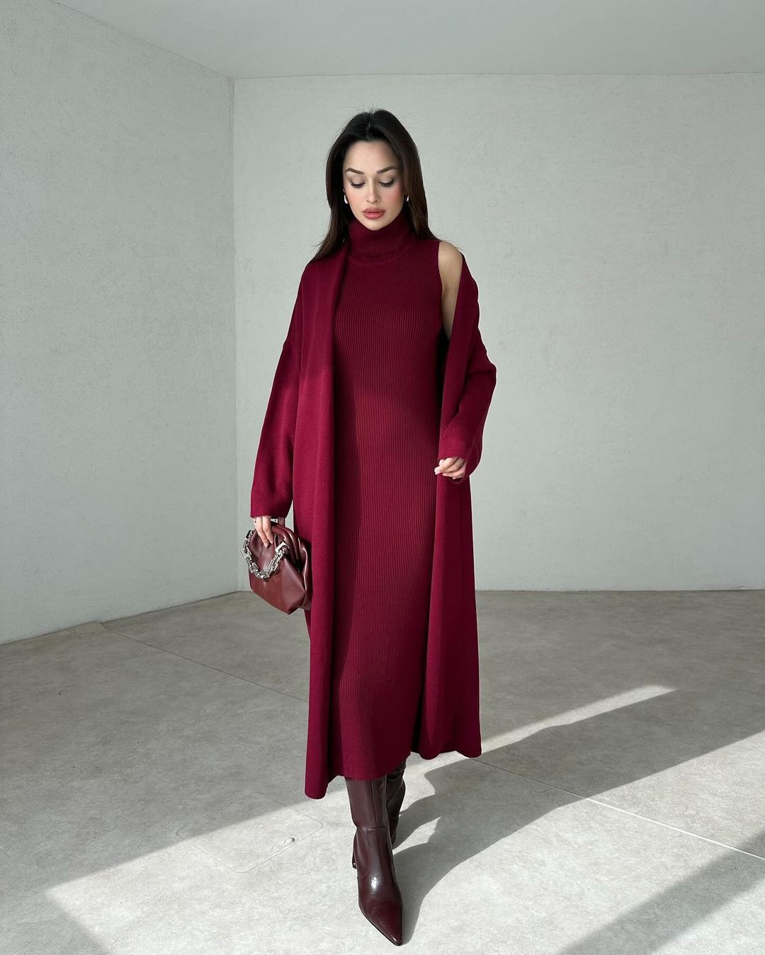 Livia - High-Neck Strickkleid & Cardigan-Set