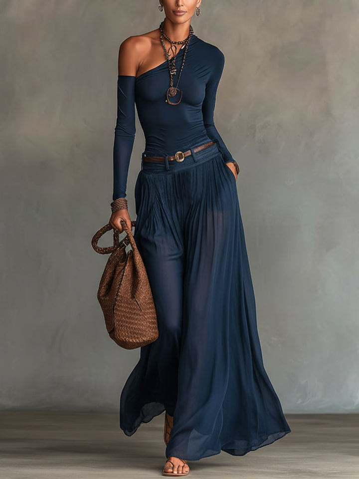 Celeste One-Shoulder-Top und Tüllrock-Set
