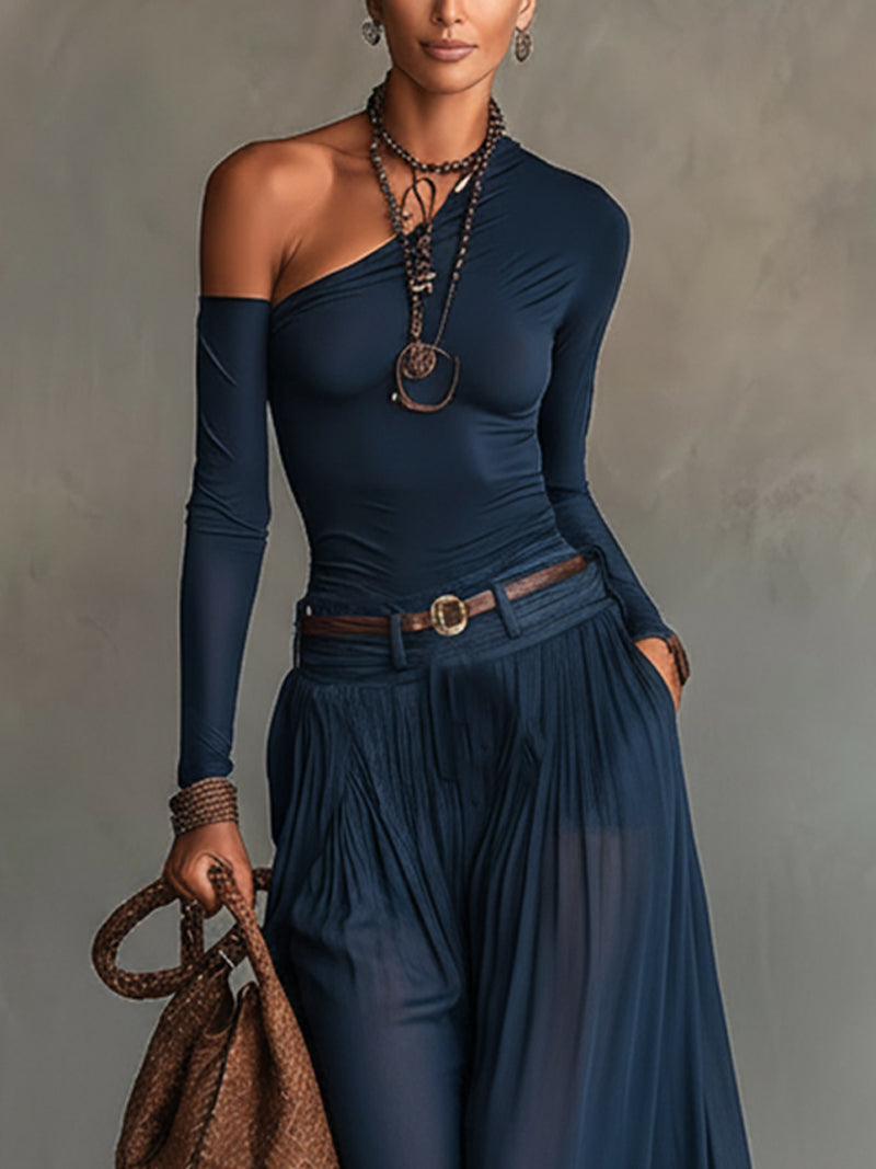 Celeste One-Shoulder-Top und Tüllrock-Set