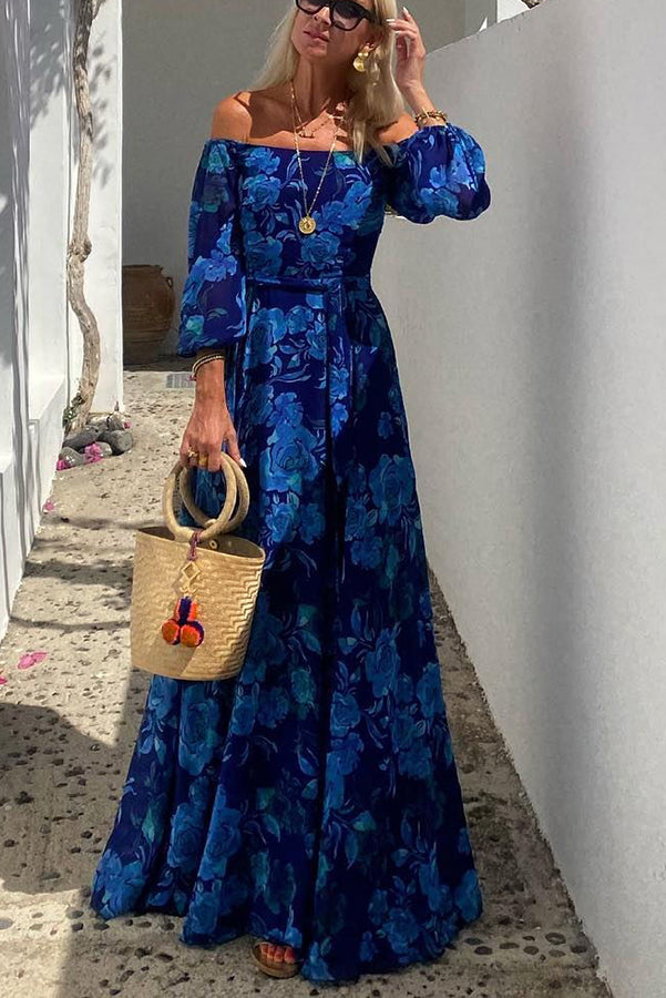 Luna - Langes Kleid mit Blumenmuster