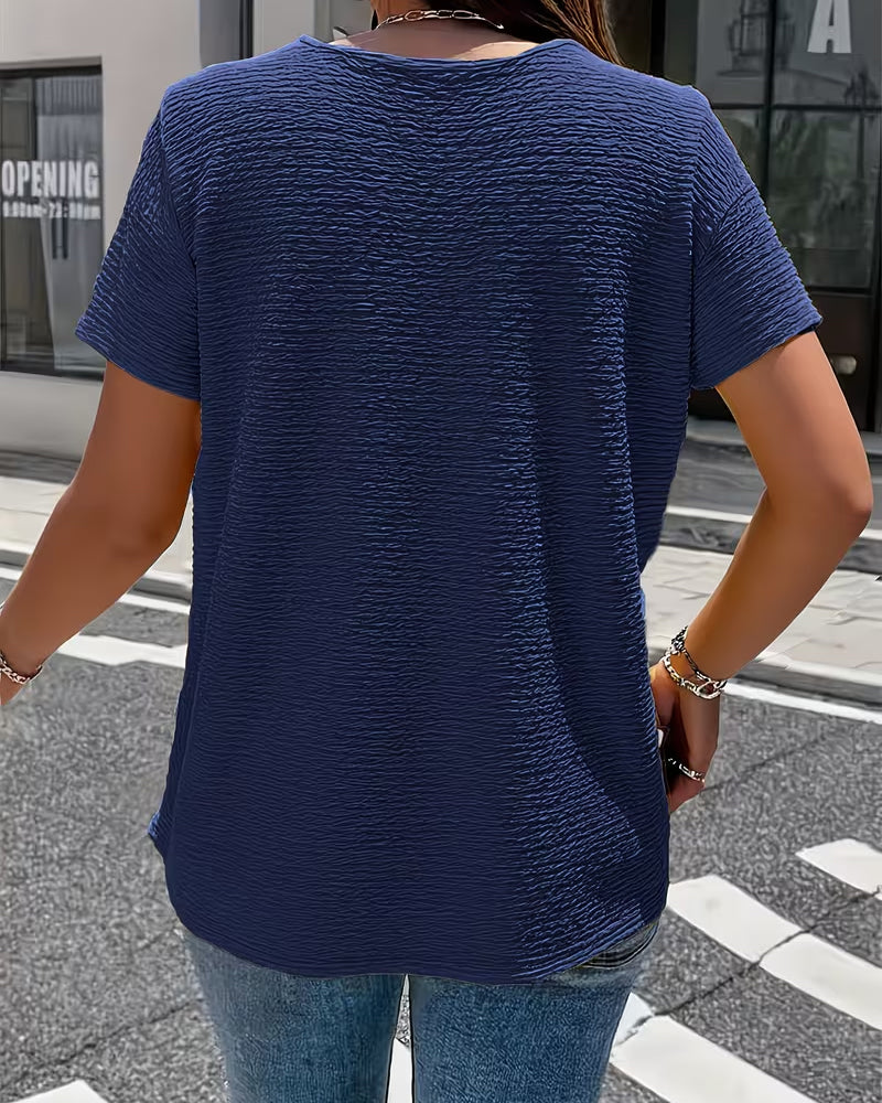 Ayla - Strukturierte Blusen-T-Shirt mit Knöpfen