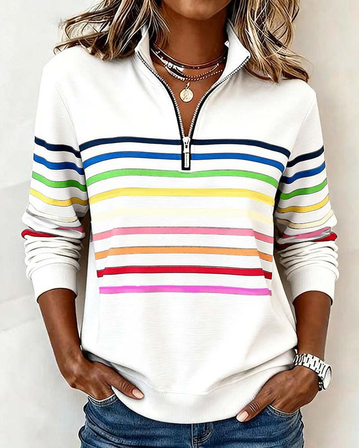 Vienna - Regenbogen­gestreiftes Zip-Sweatshirt