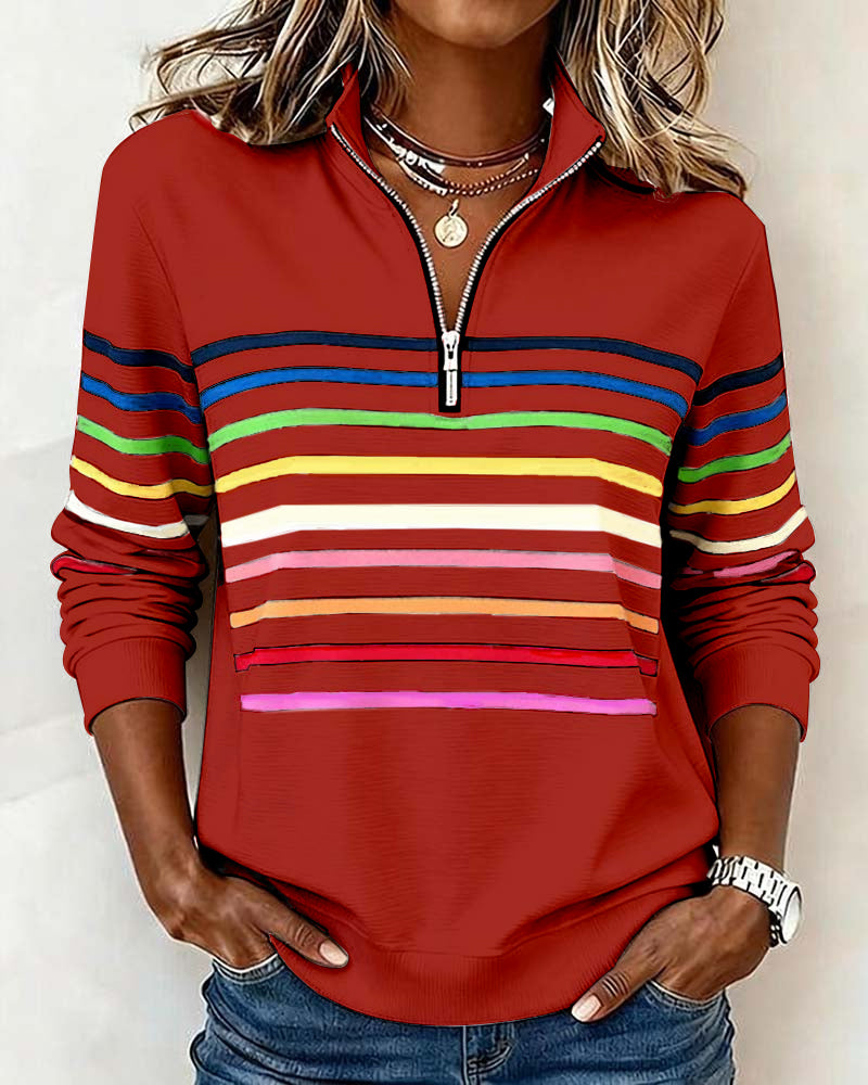 Vienna - Regenbogen­gestreiftes Zip-Sweatshirt