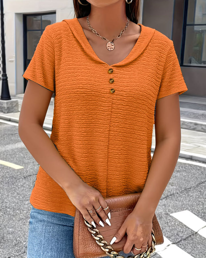 Ayla - Strukturierte Blusen-T-Shirt mit Knöpfen