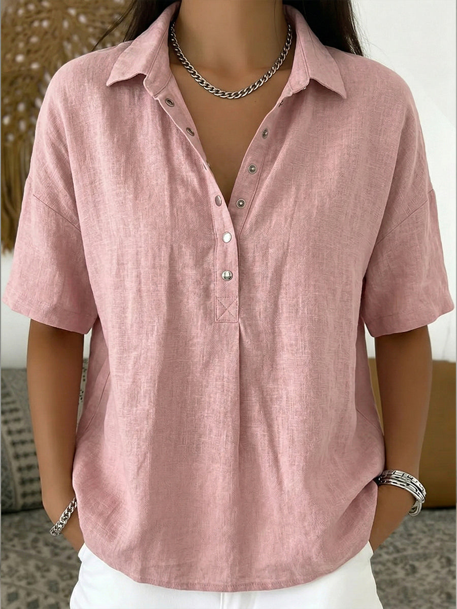 Aria - Baumwoll-Leinen Bluse mit Knöpfen