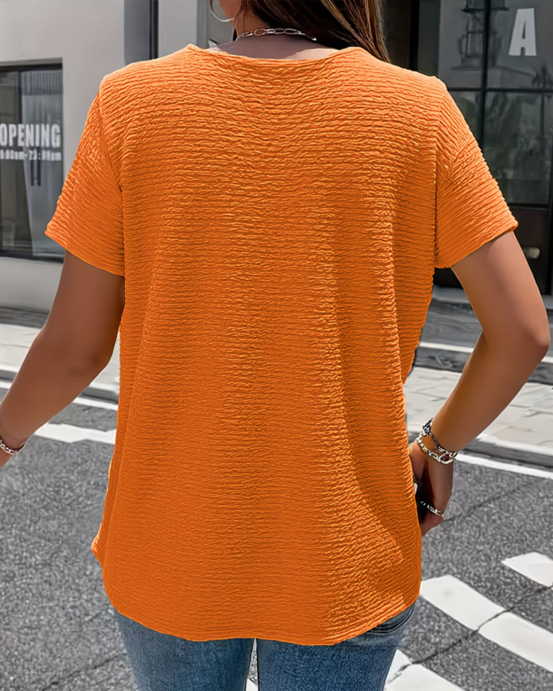 Ayla - Strukturierte Blusen-T-Shirt mit Knöpfen