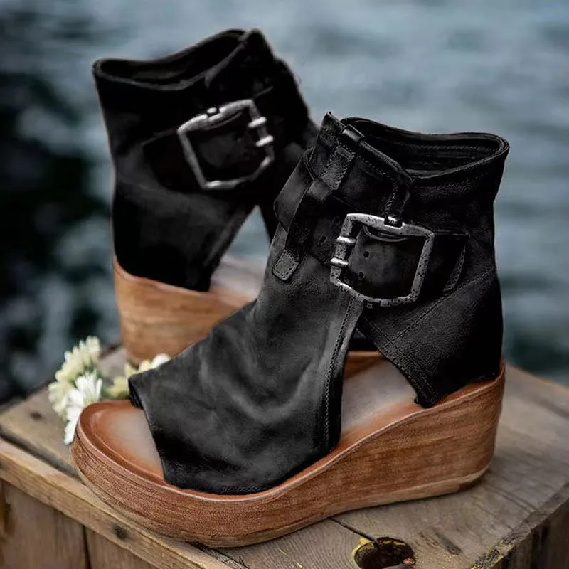 Liva - Retro-Sandalen mit Keilabsatz und