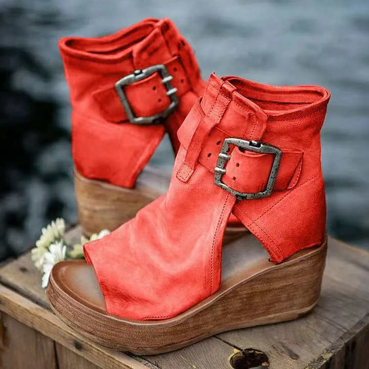 Liva - Retro-Sandalen mit Keilabsatz und