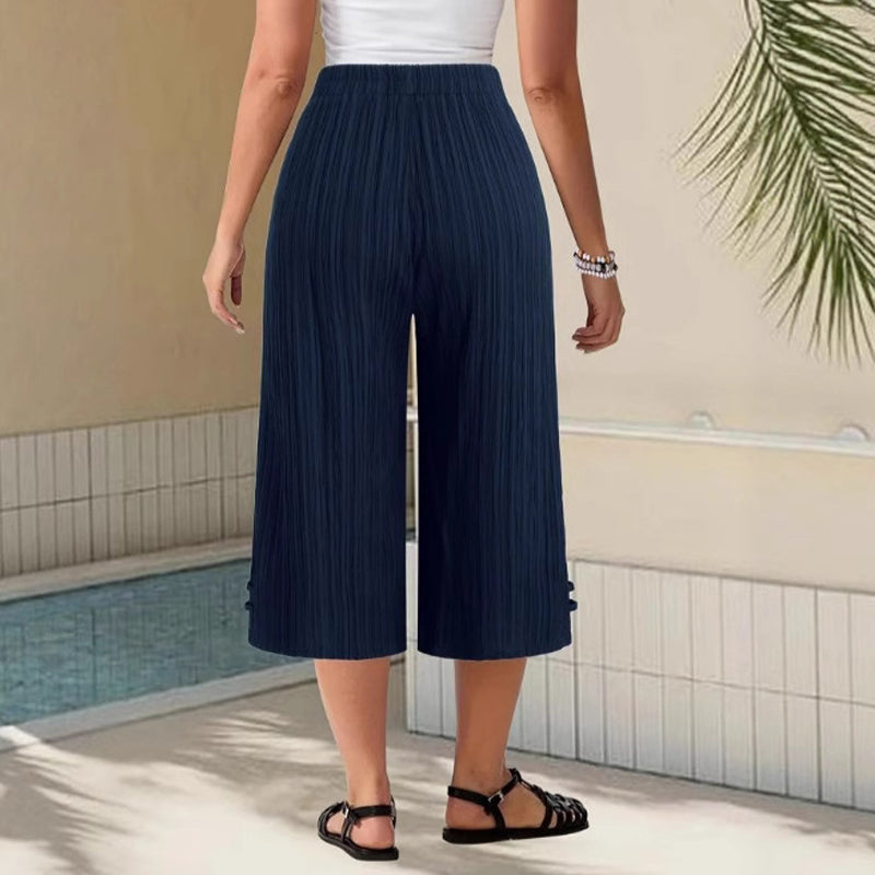 Soraya - Gerippte Caprihose mit weitem