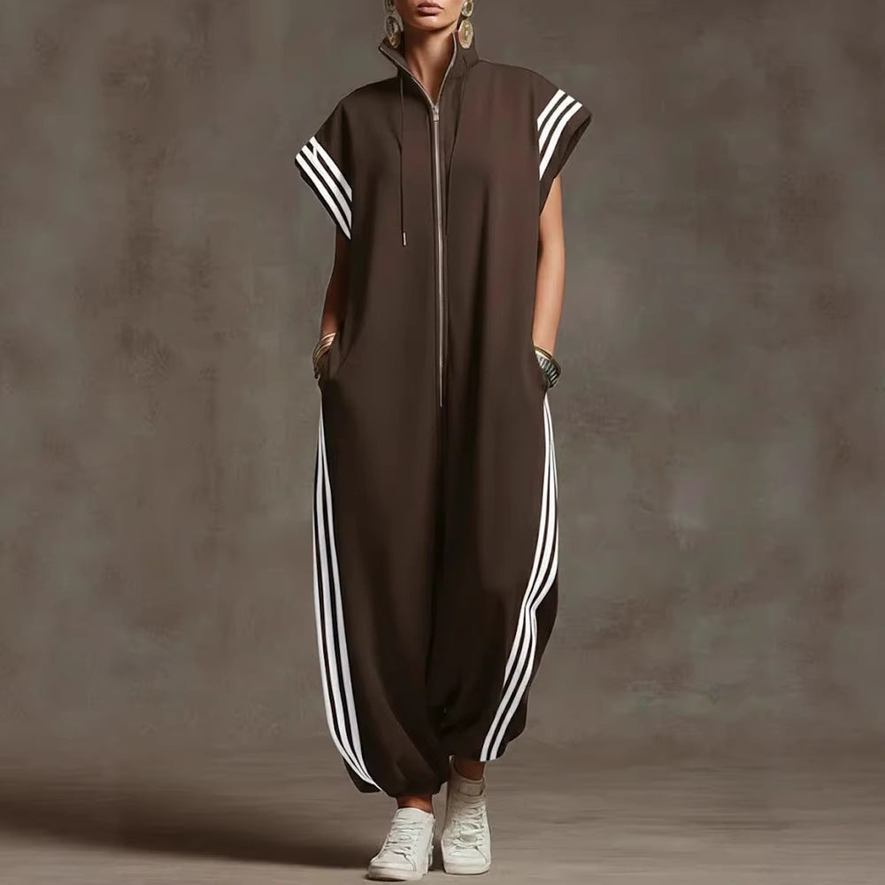 Elvara - Gestreifter Jumpsuit in Kontrastfarben