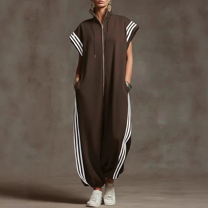 Elvara - Gestreifter Jumpsuit in Kontrastfarben