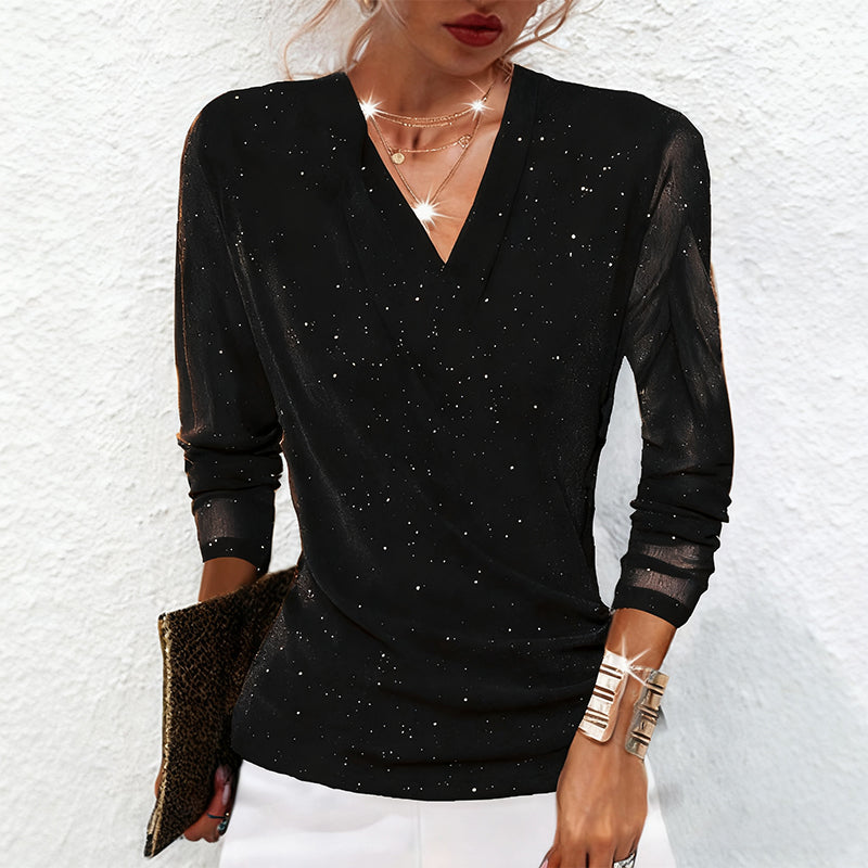Liliana - Glamouröse Mesh-Bluse mit Schimmernden