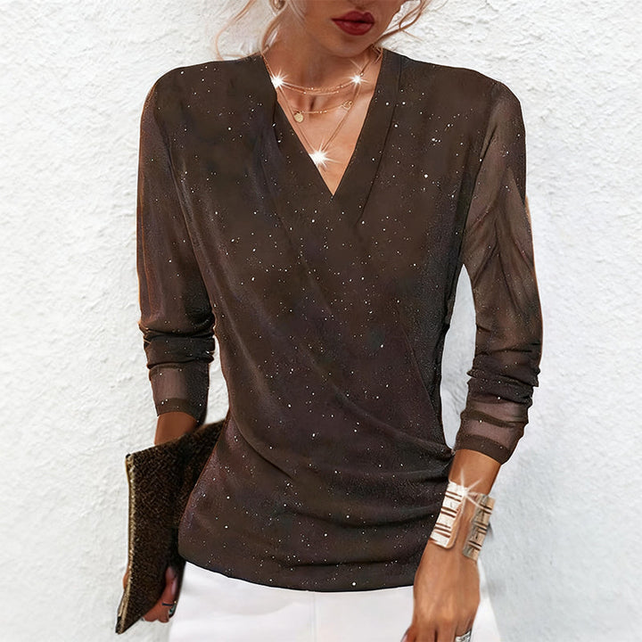 Liliana - Glamouröse Mesh-Bluse mit Schimmernden