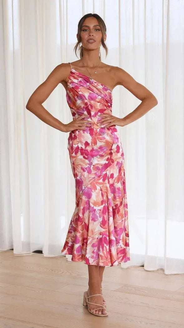 Karoline - Ein-Schulter-Blumenkleid