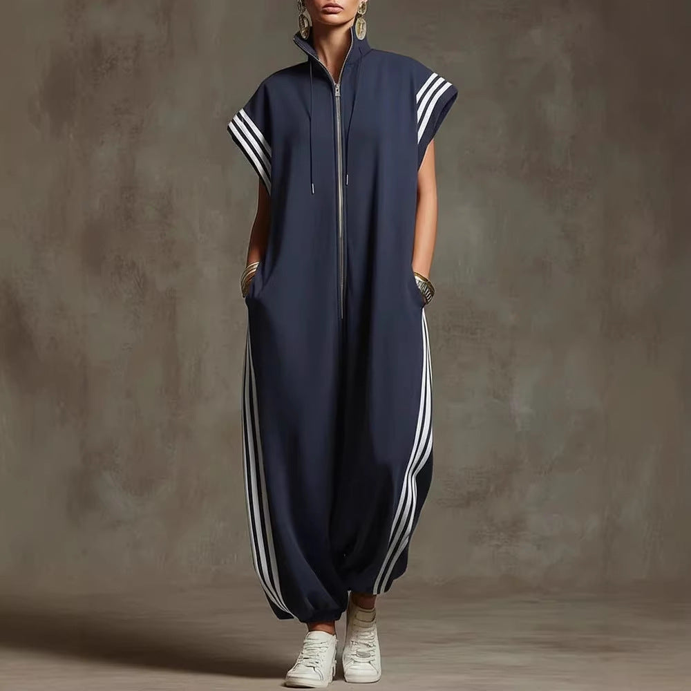 Elvara - Gestreifter Jumpsuit in Kontrastfarben