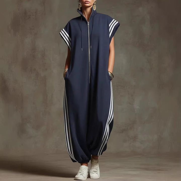 Elvara - Gestreifter Jumpsuit in Kontrastfarben