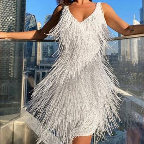 Jutte - Glitzer-Fransen-Kleid