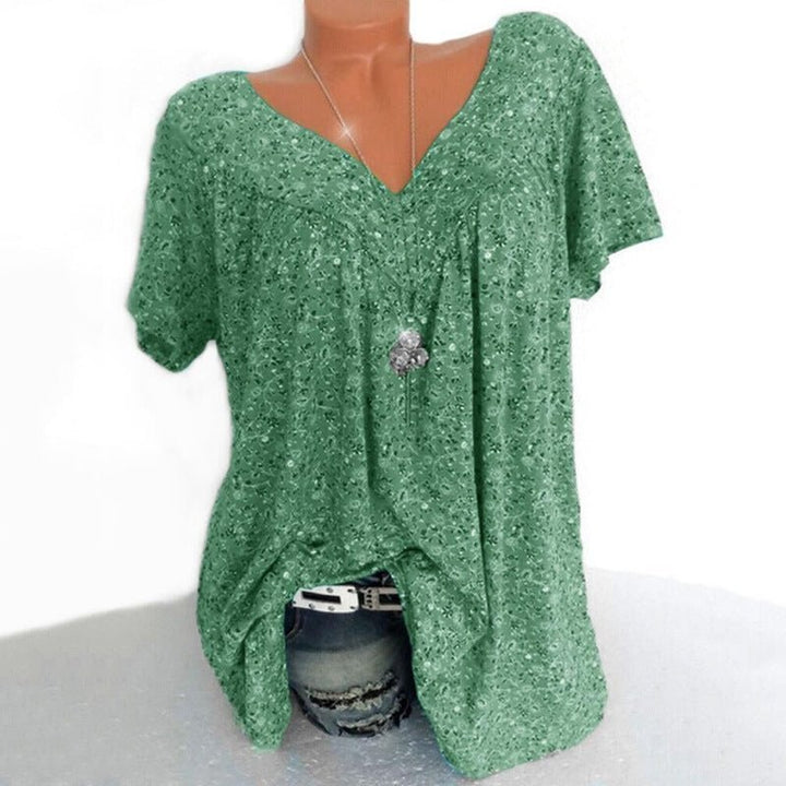 Léa - Blumen V-Ausschnitt Shirt